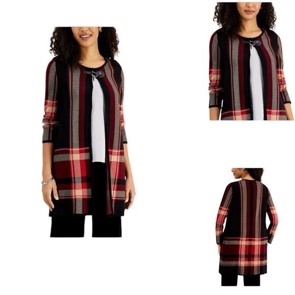 Kasper Plaid Flyaway Jacket Fire Red Combo - Size XL - Picture 11 of 11